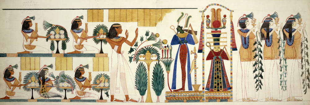 Pintura egipcia multicolor