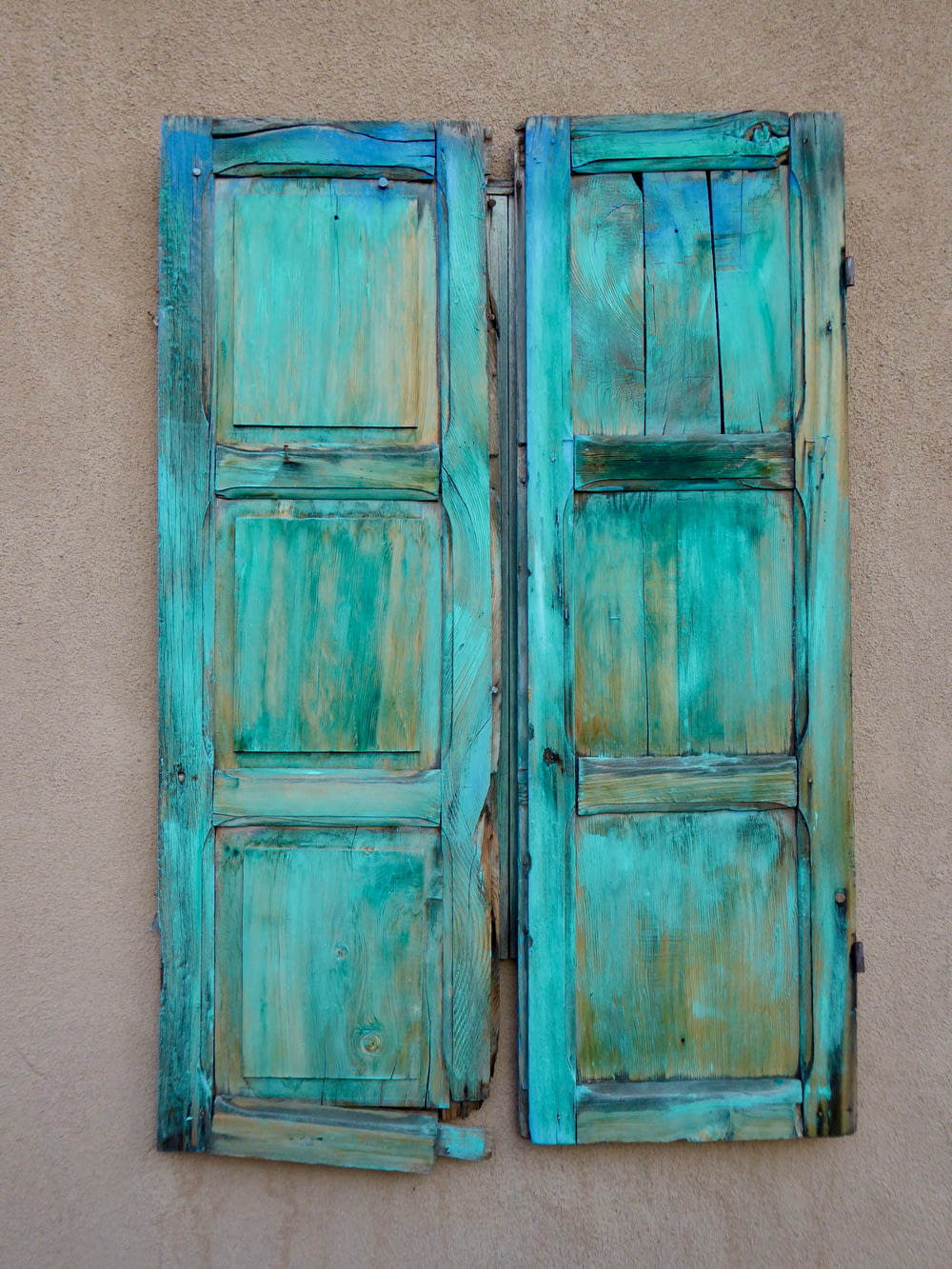 teal wooden window door