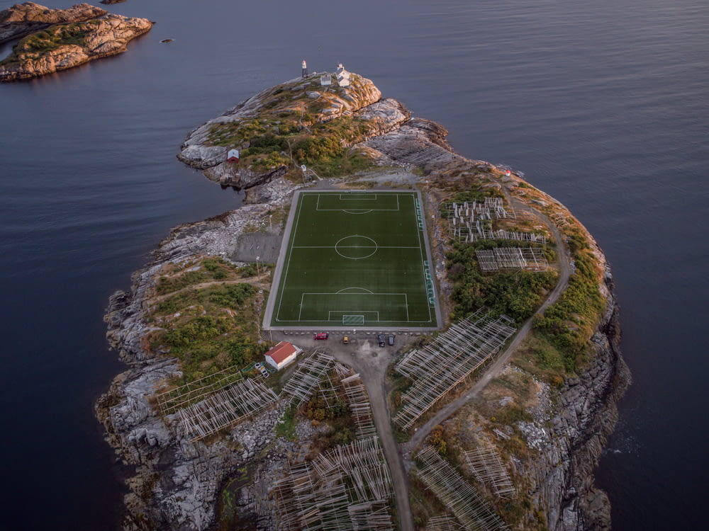 football field on islet
