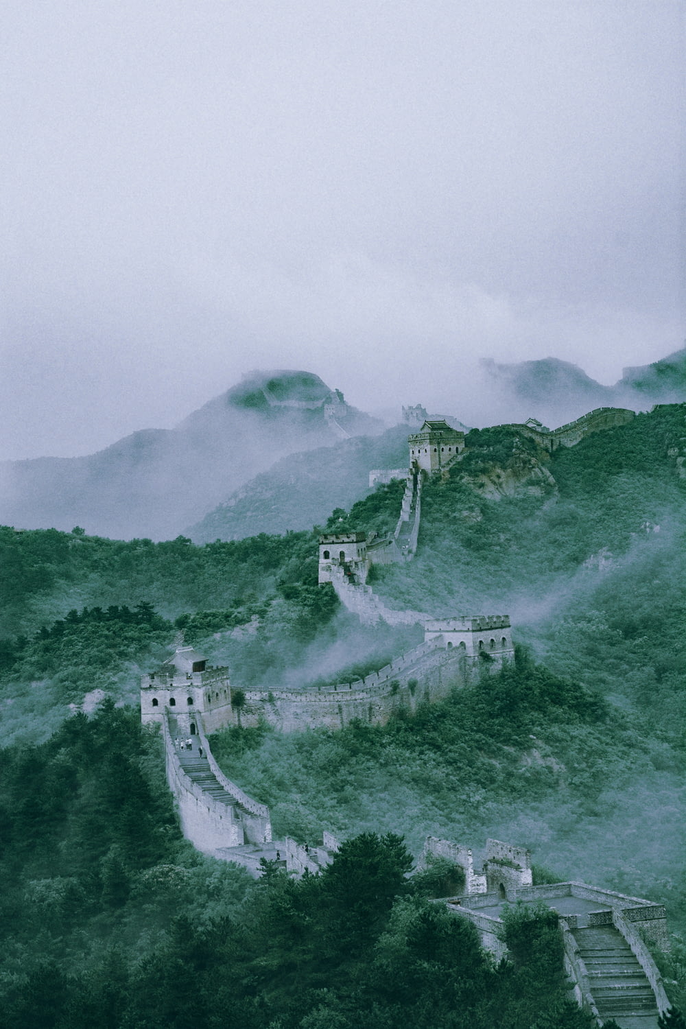 aerial photography of the Great Wall of China
