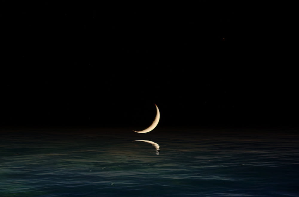 moon on ocean