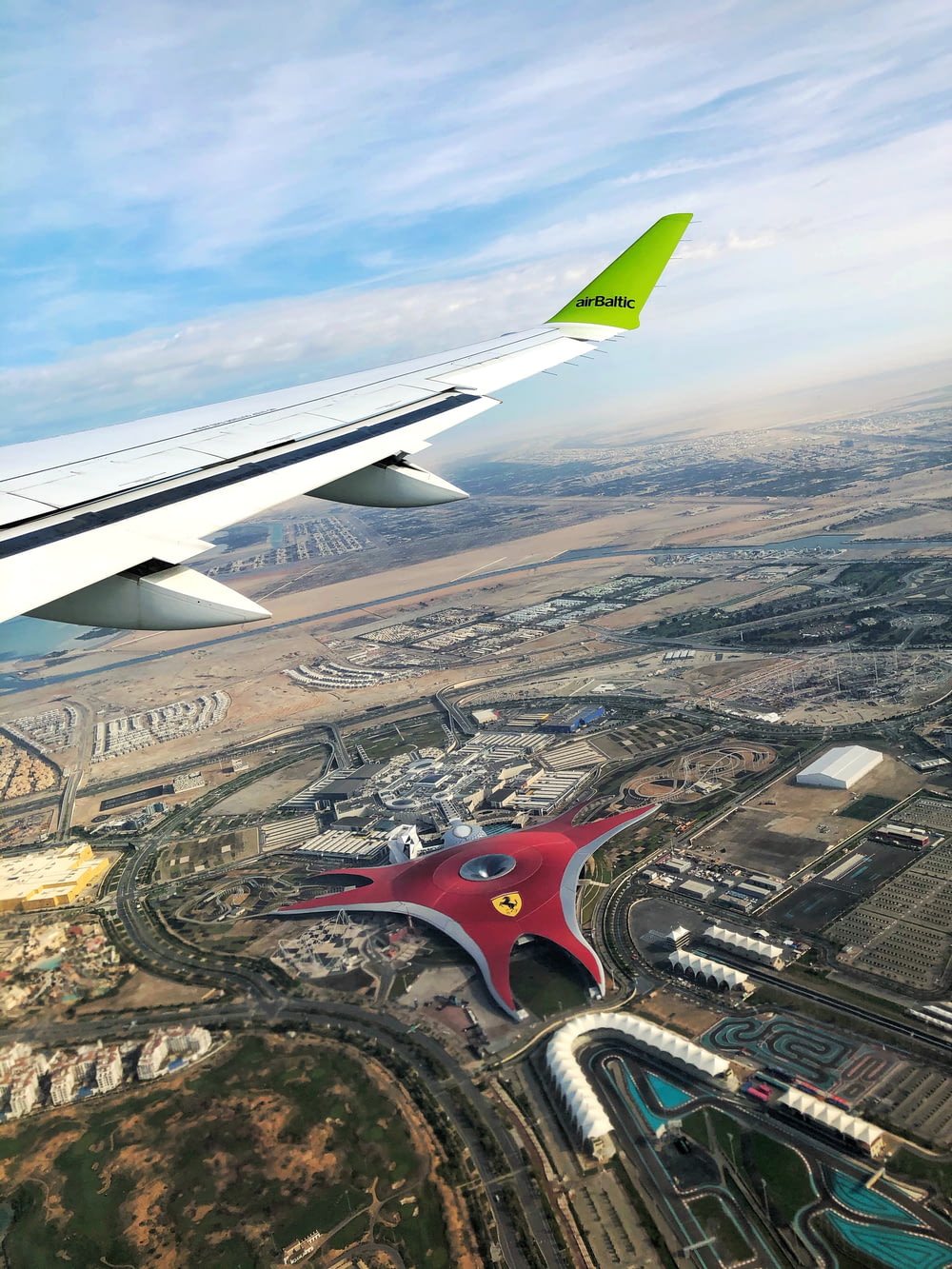 airplane over Ferrari World Abu Dhabi