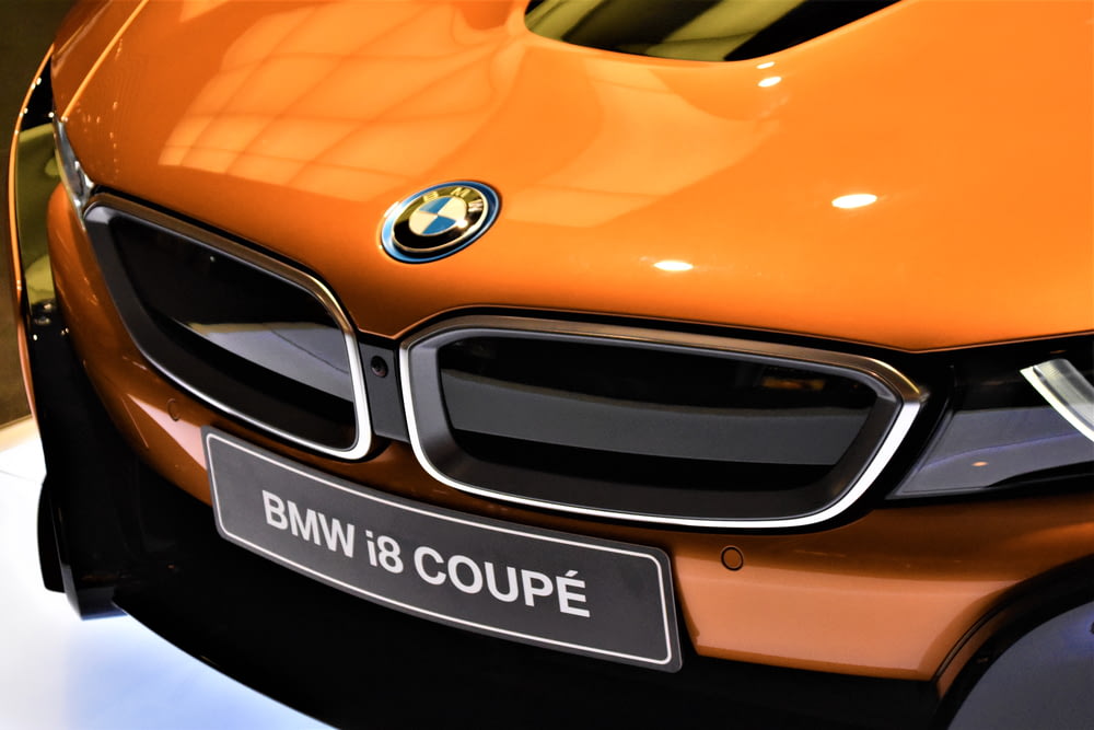 orange BMW i8 coupe