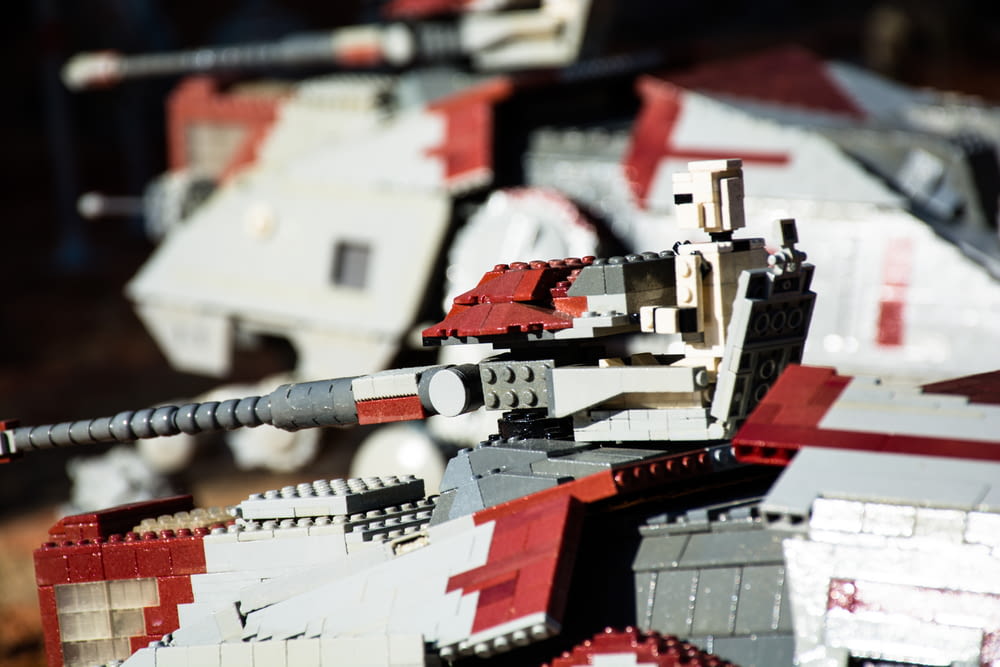 two Lego battle tank toys