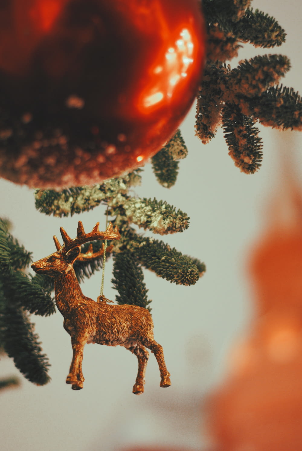 red bauble and deer decors