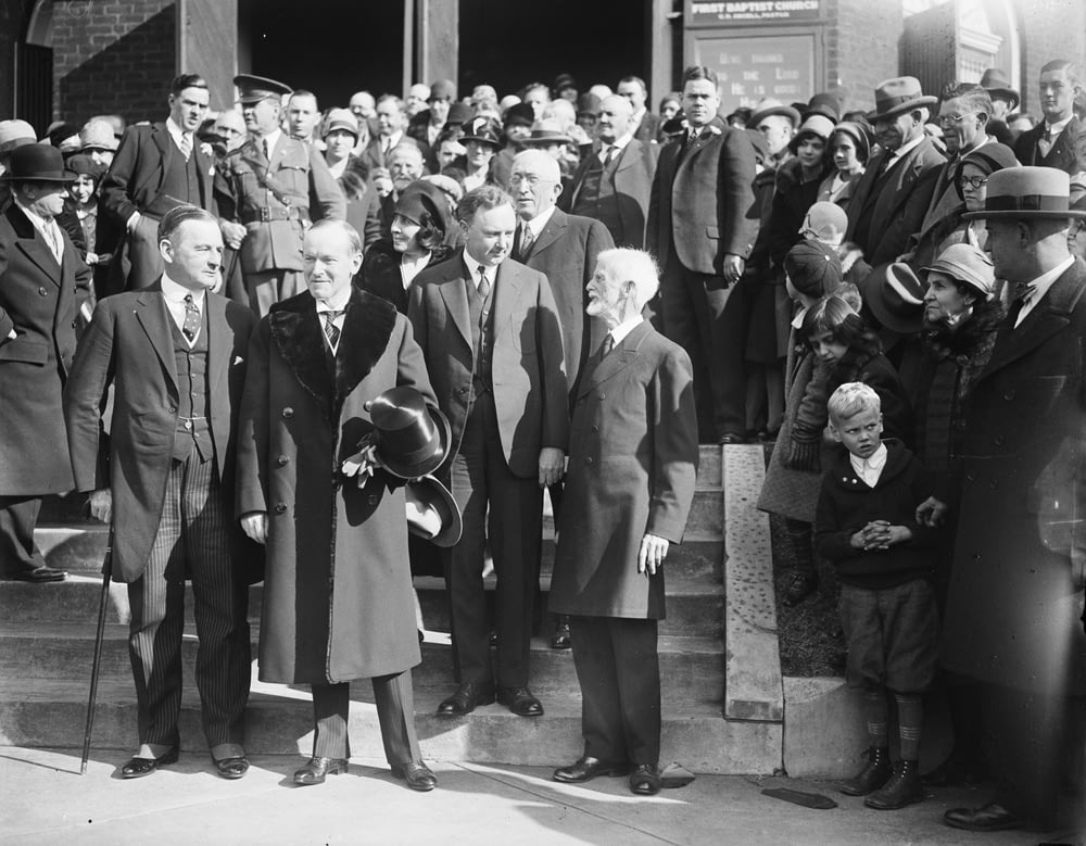 Il presidente e la signora Coolidge parteciparono alla funzione del Giorno del Ringraziamento