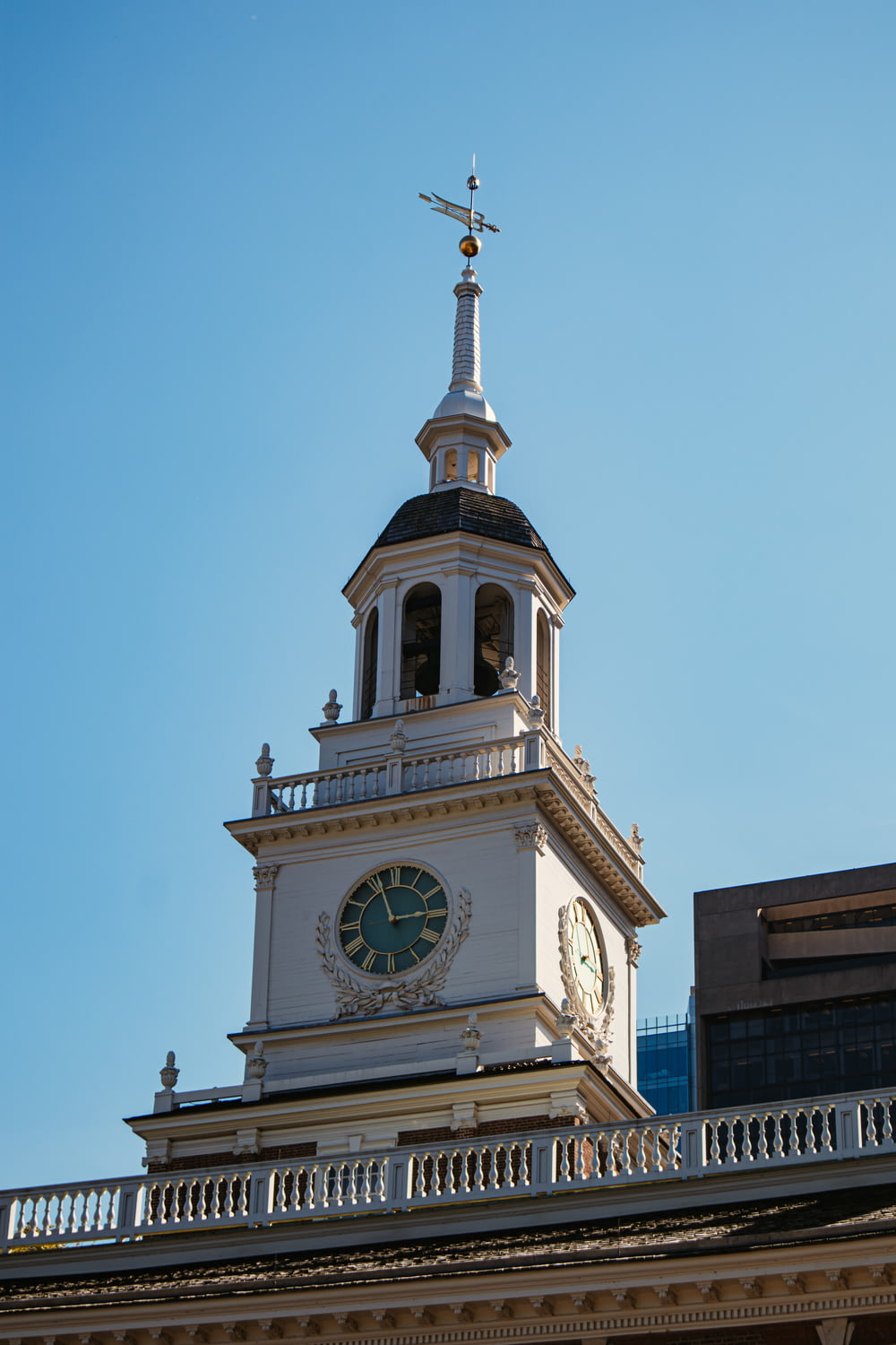 brown and white tower clock