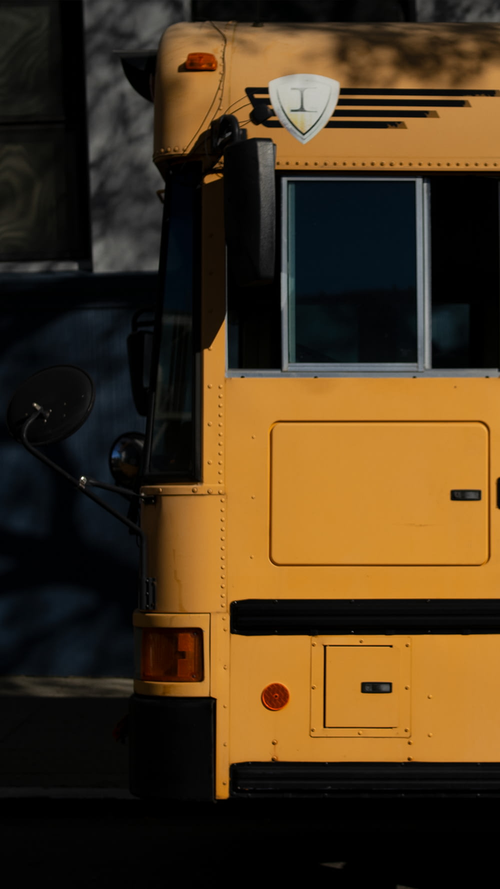 yellow bus in close up photography