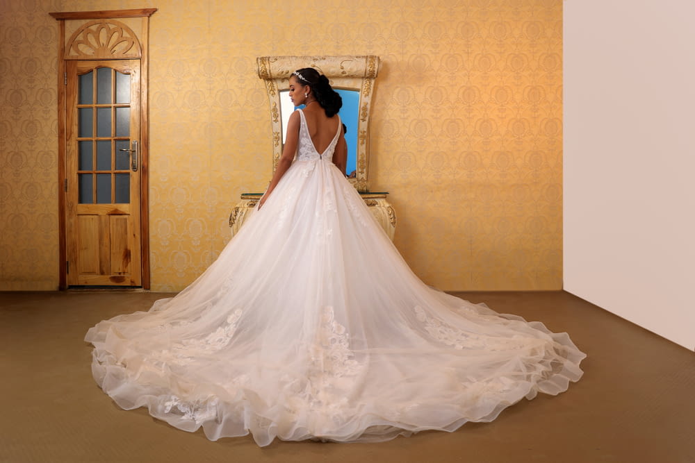 woman in white wedding gown