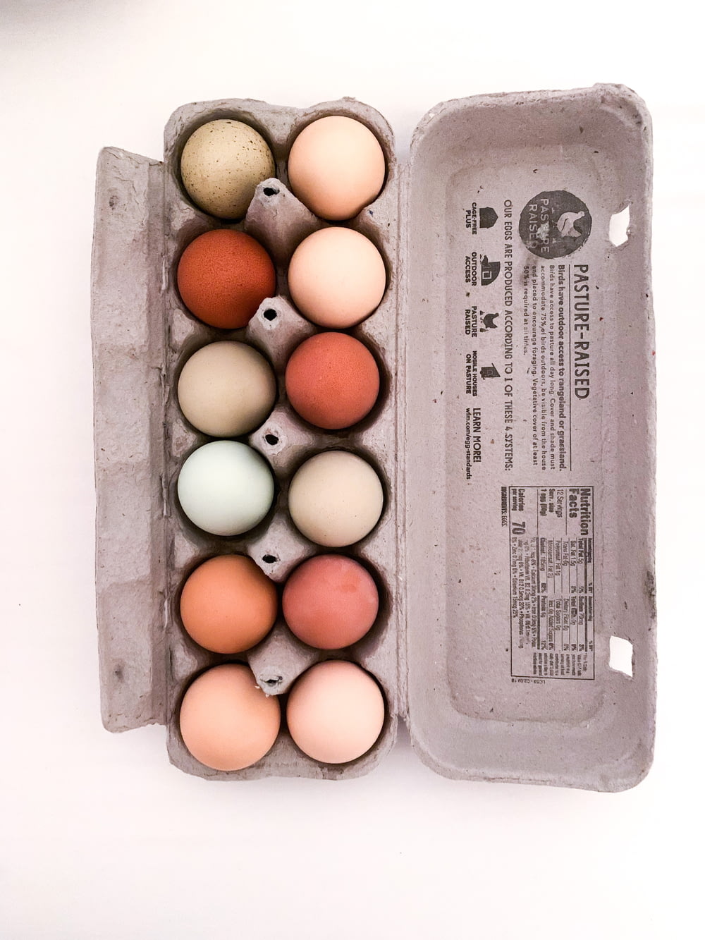 brown eggs on gray tray