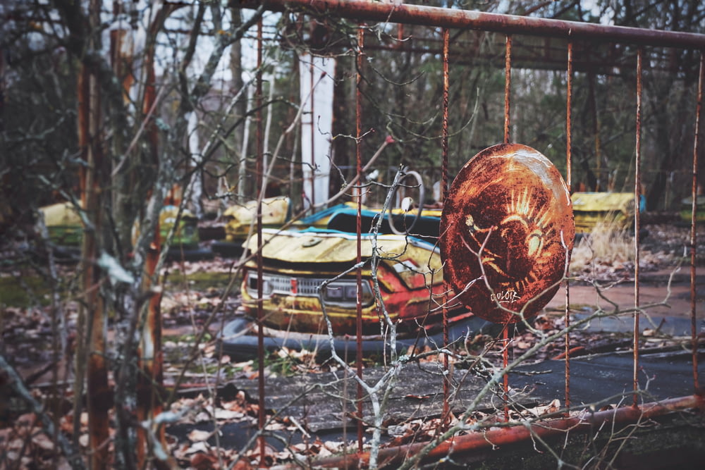 an abandoned amusement park in the middle of the woods