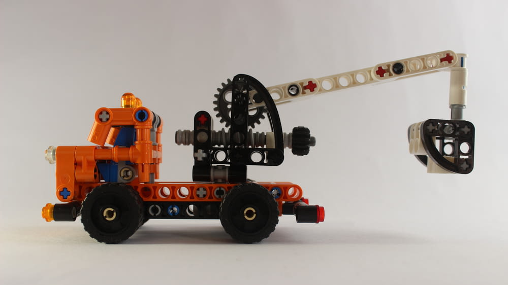 orange and black lego toy