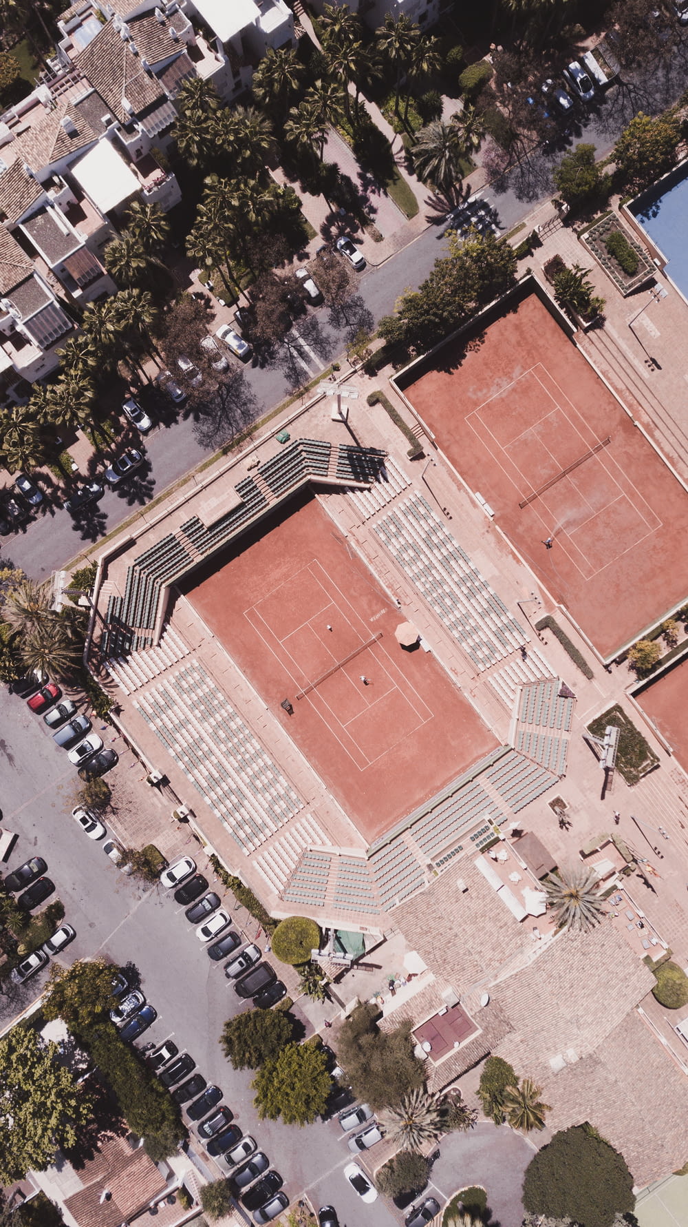 aerial view of brown concrete building