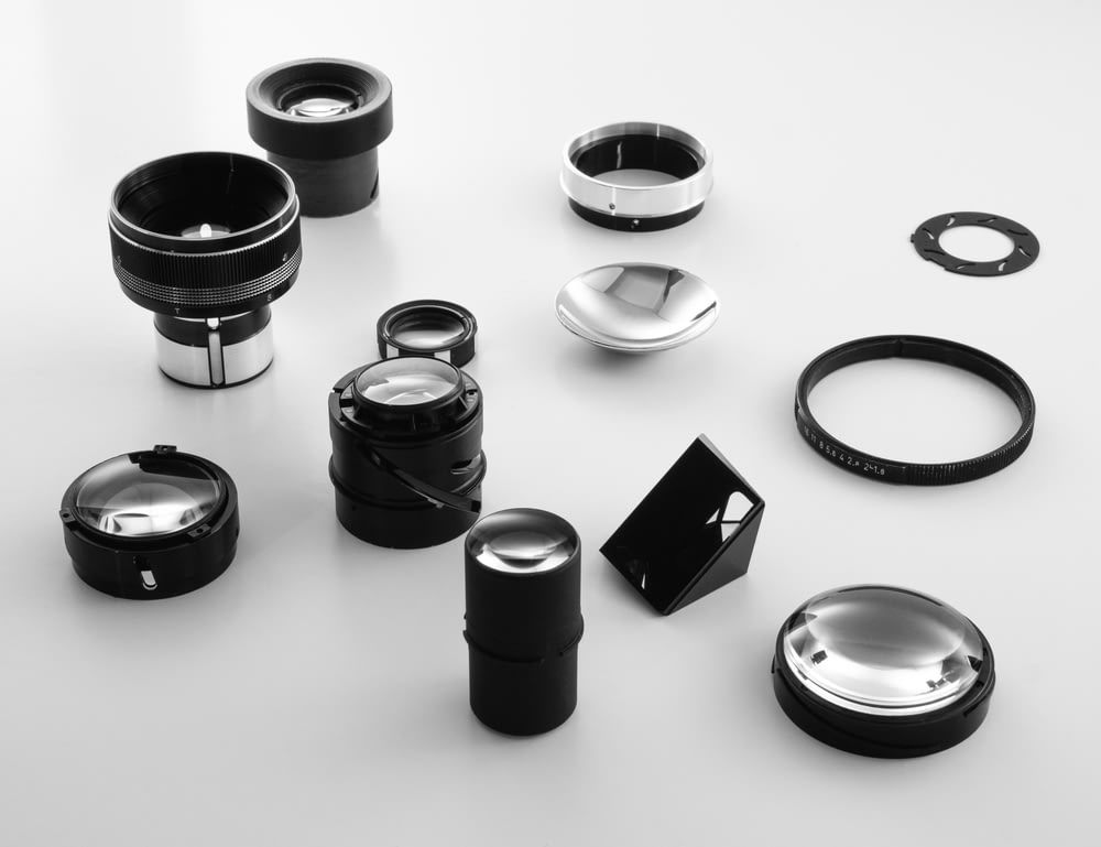 Obiettivo per fotocamera nero e argento