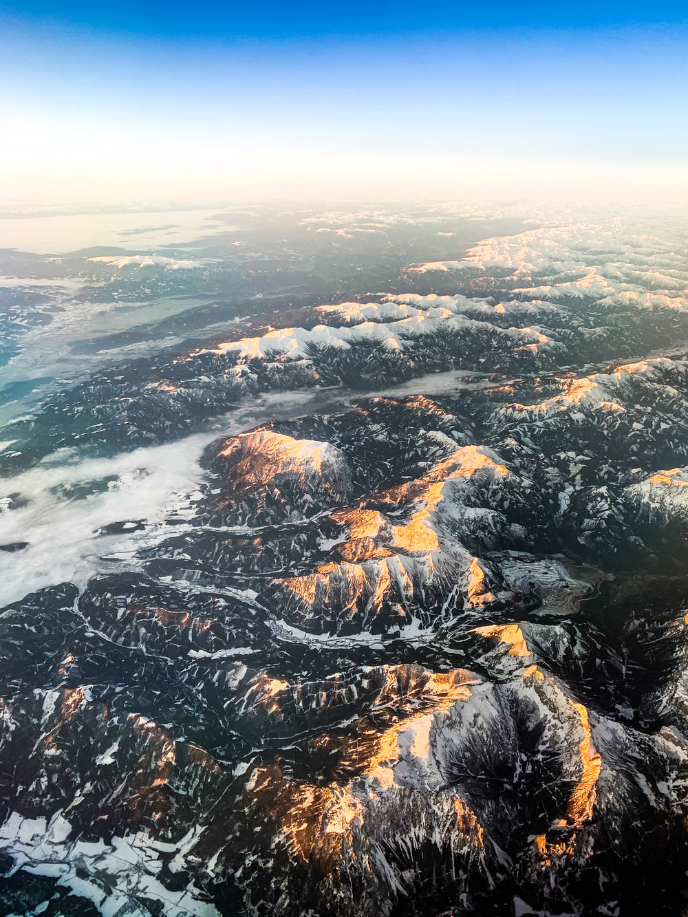 aerial view of brown and gray mountains