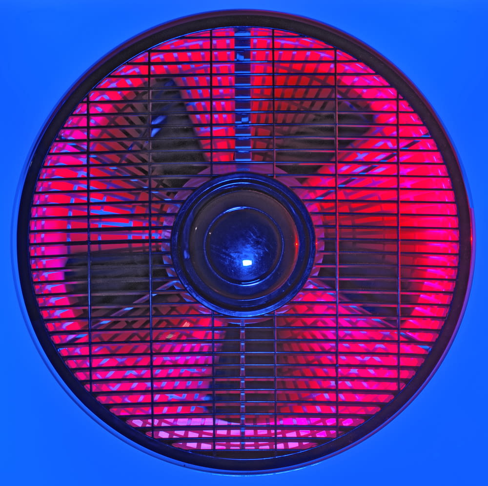 red and white box fan