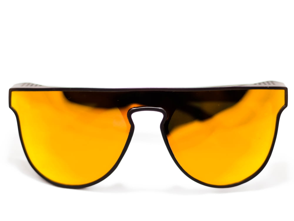 black framed sunglasses with yellow lens