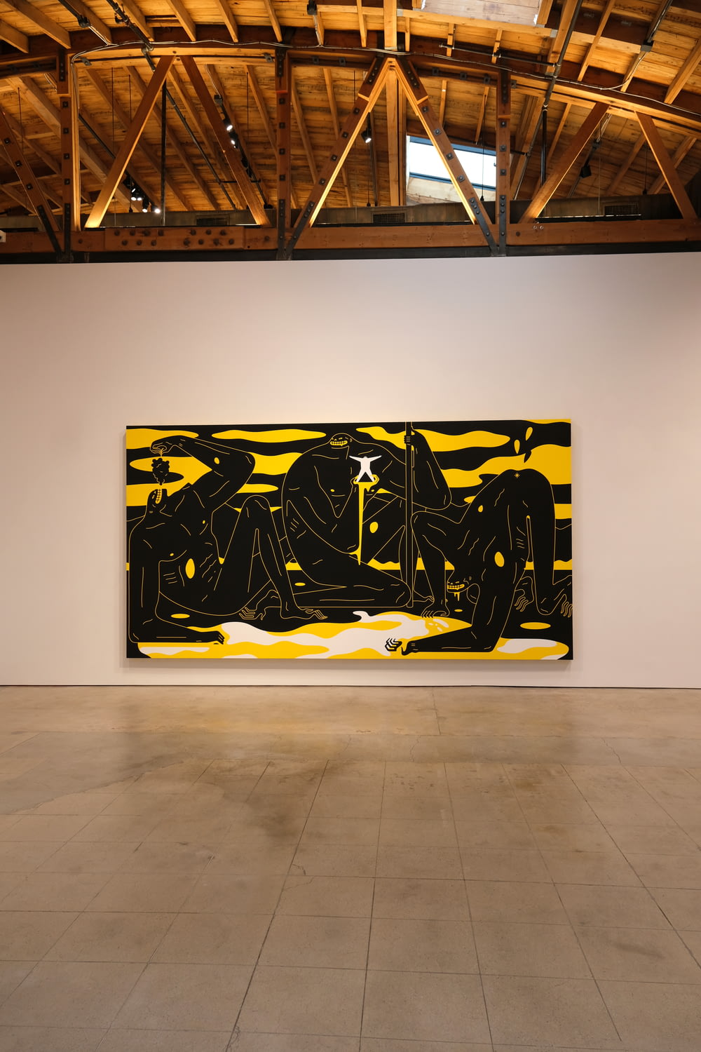 peinture abstraite noir et jaune