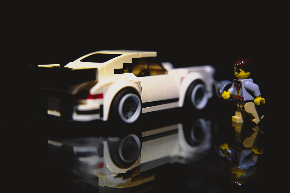 white and black toy car