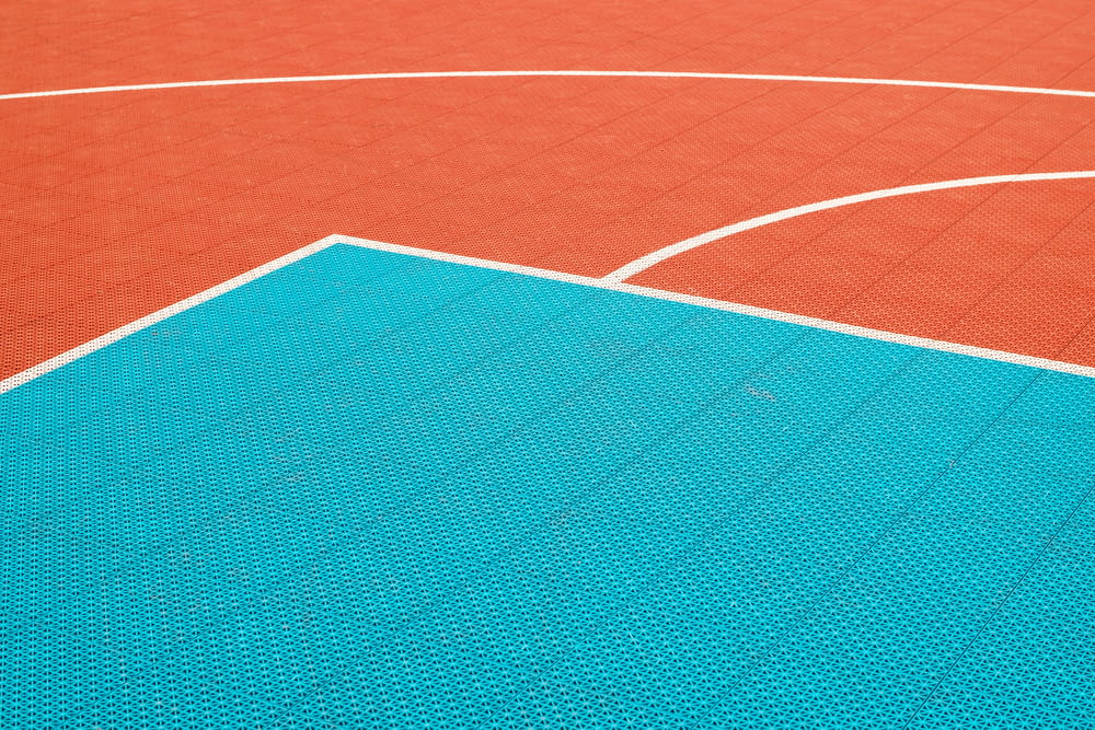 red and white basketball court