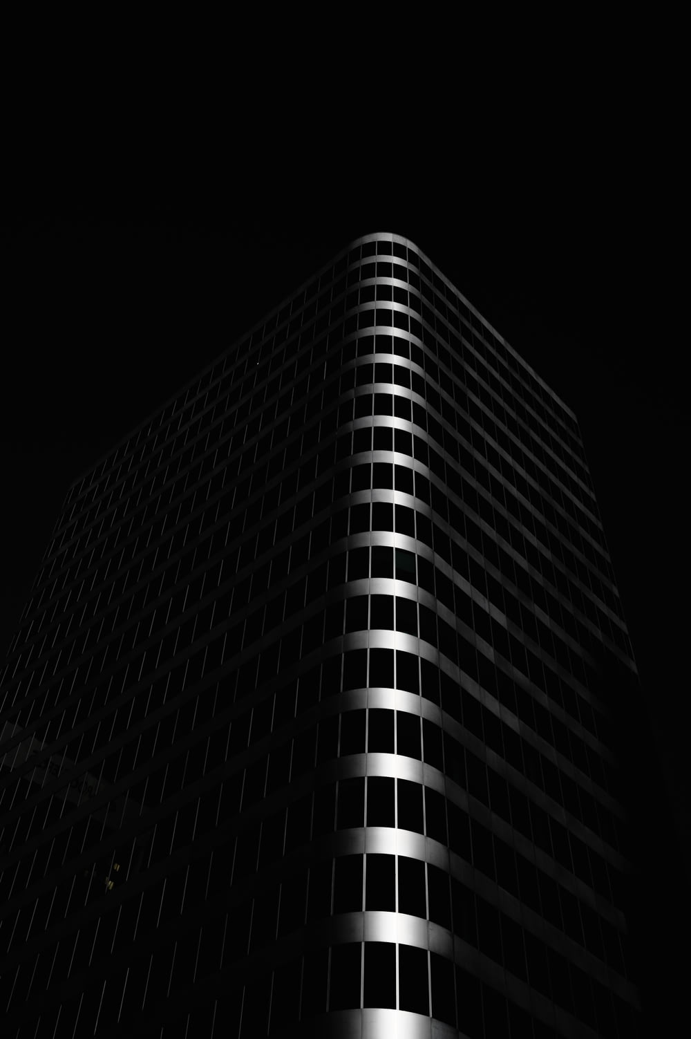 black and white high rise building