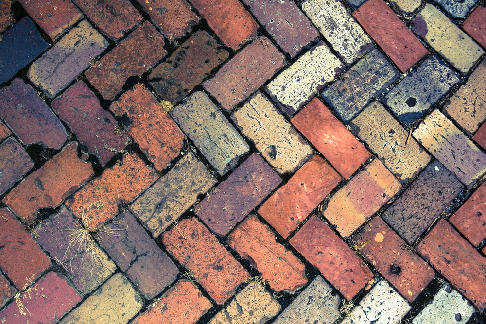 brown and gray brick pavement