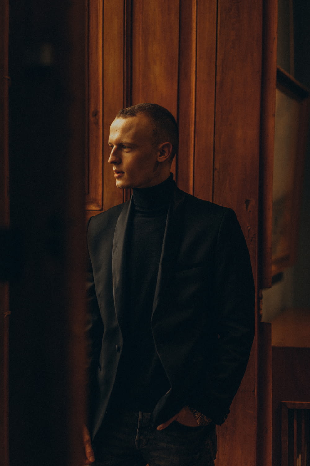 man in black suit jacket