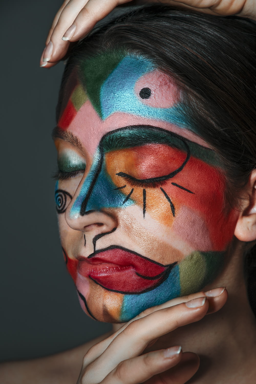 green red and blue face painting
