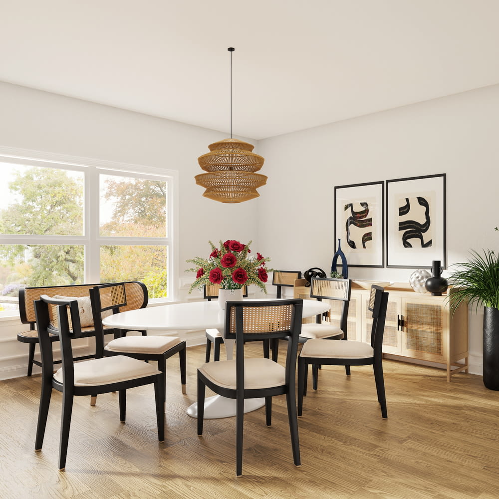 brown wooden table with chairs