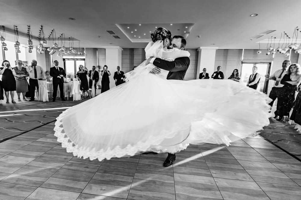 bride and groom dancing on the floor