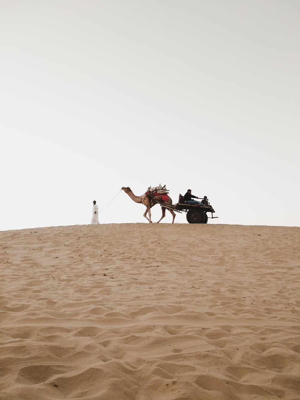 homem que monta camelo no deserto durante o dia