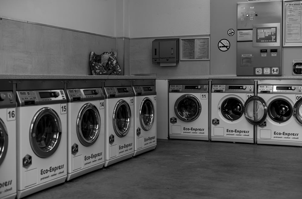 gray front load washing machines