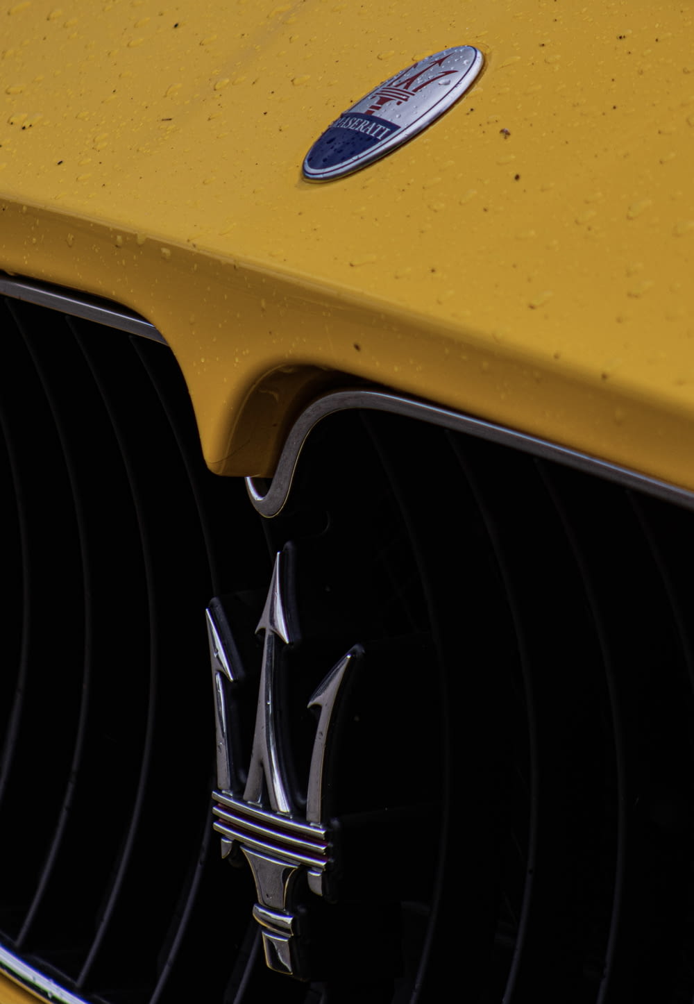 yellow and black car grille