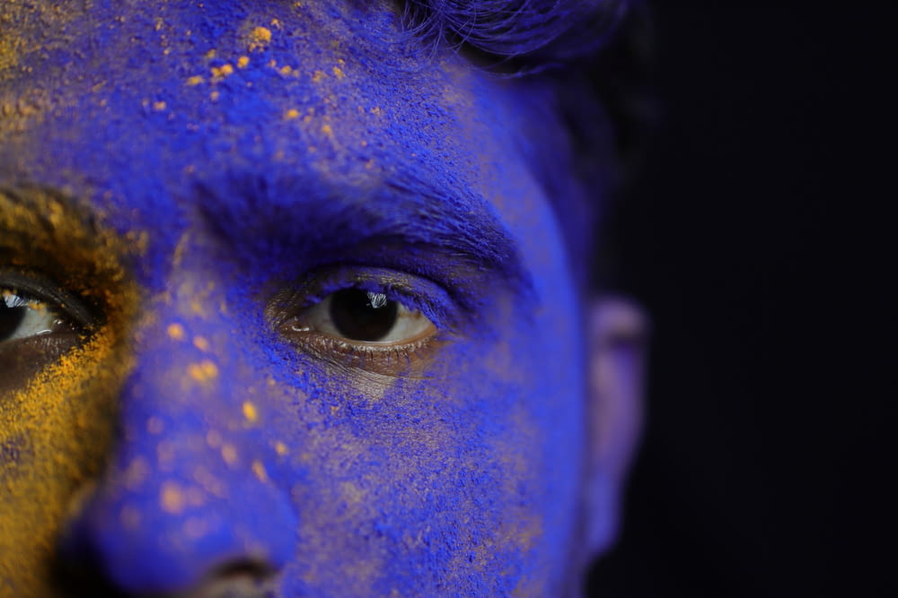 blue and purple face paint