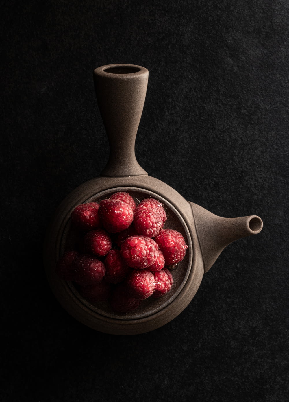 red and black berries on brown ceramic bowl
