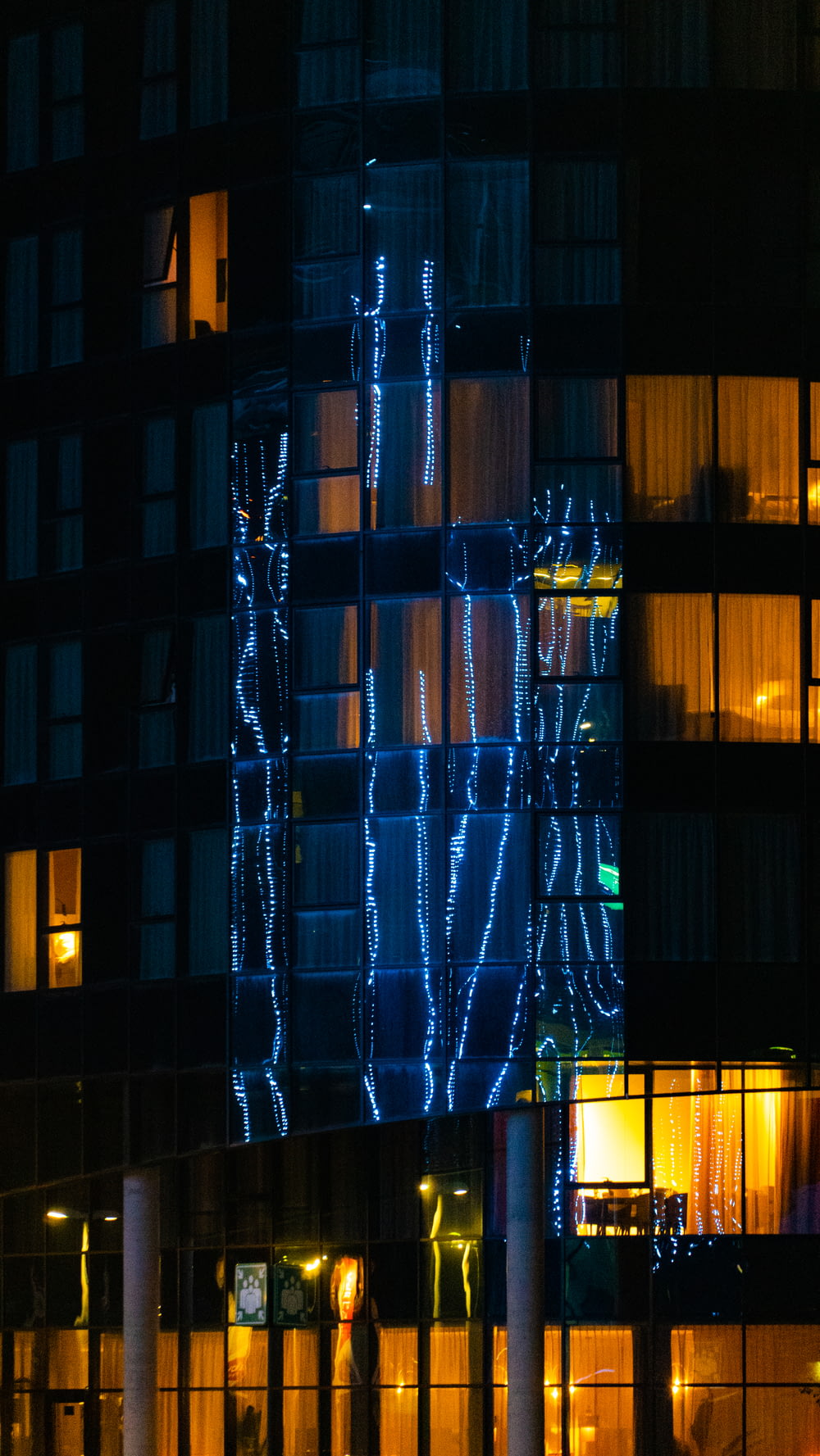 white string lights on building during night time
