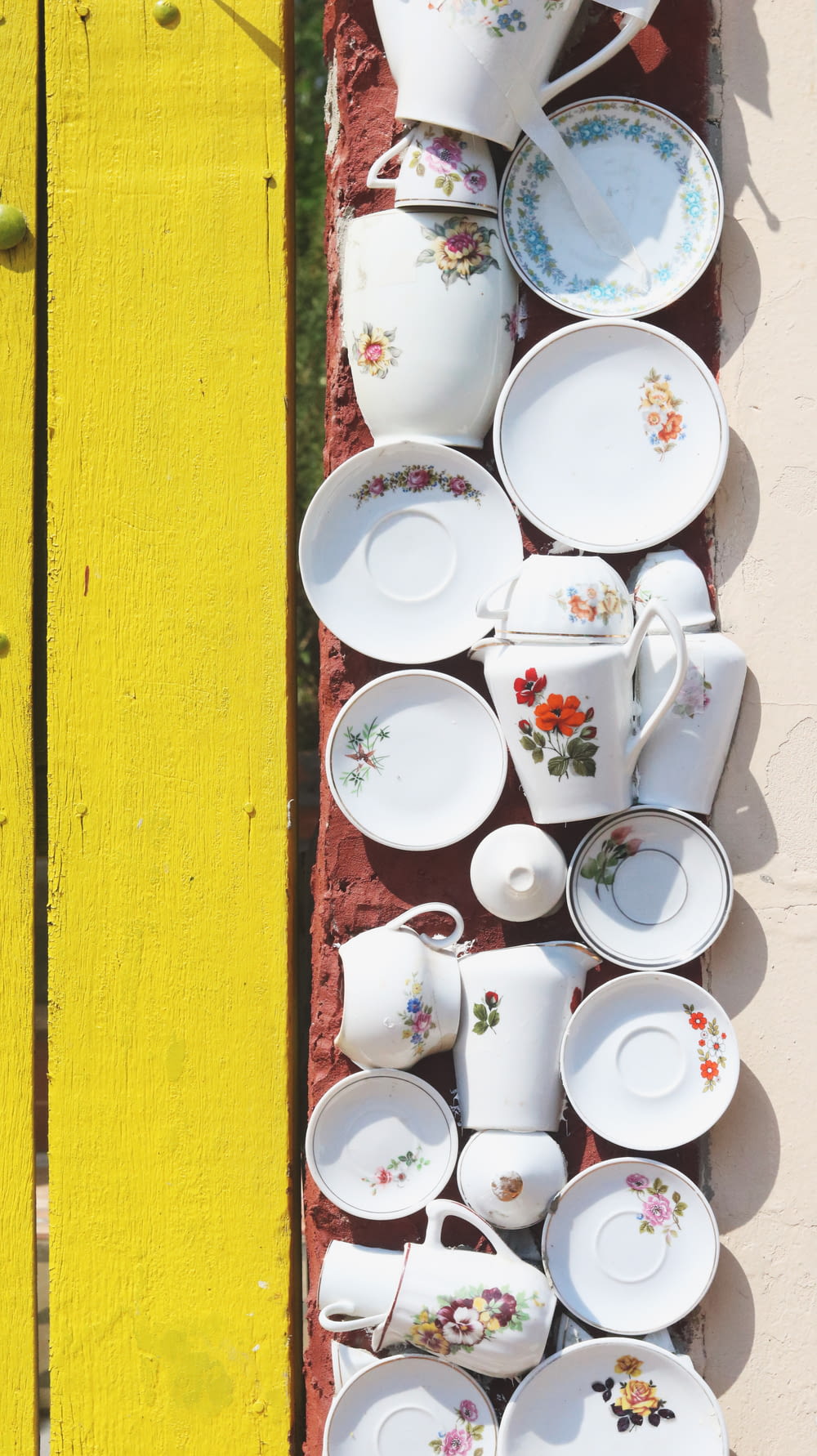white floral ceramic teacup set