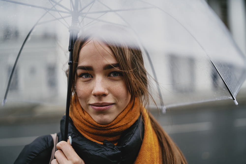 a woman holding an umbrella in the rain