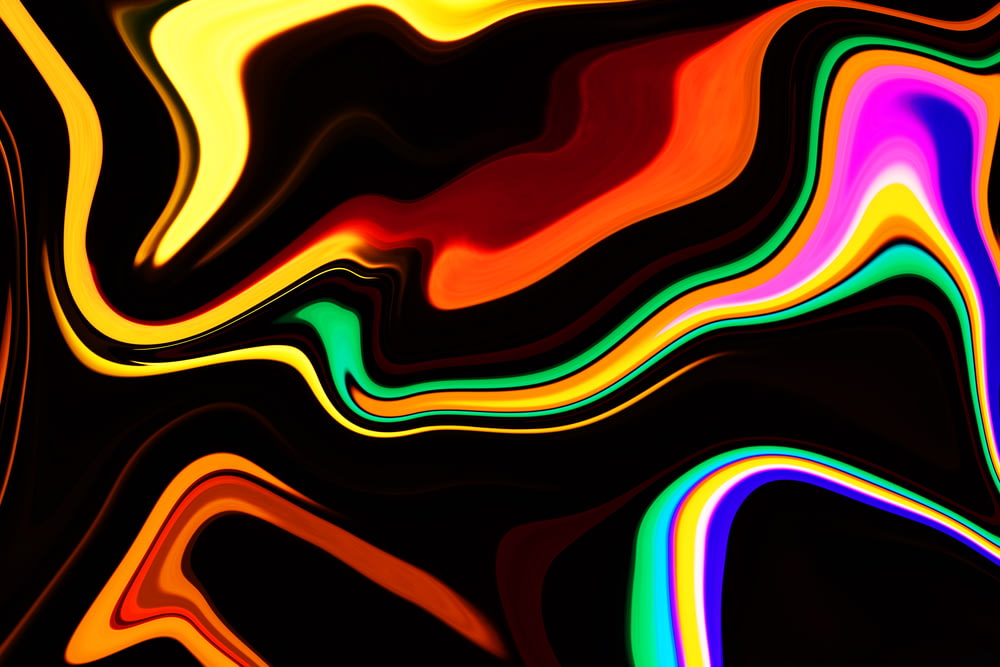 an abstract image of multicolored lines on a black background