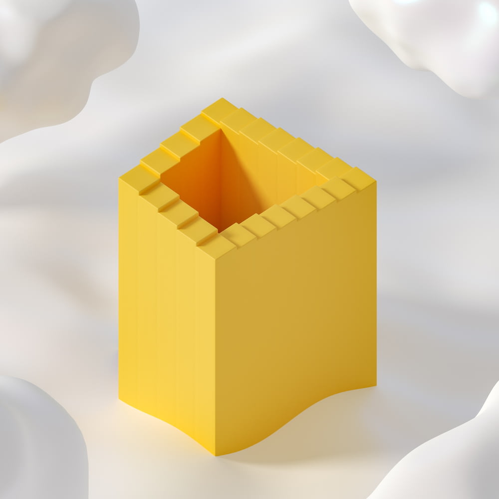 ein gelbes Objekt mit weißem Hintergrund