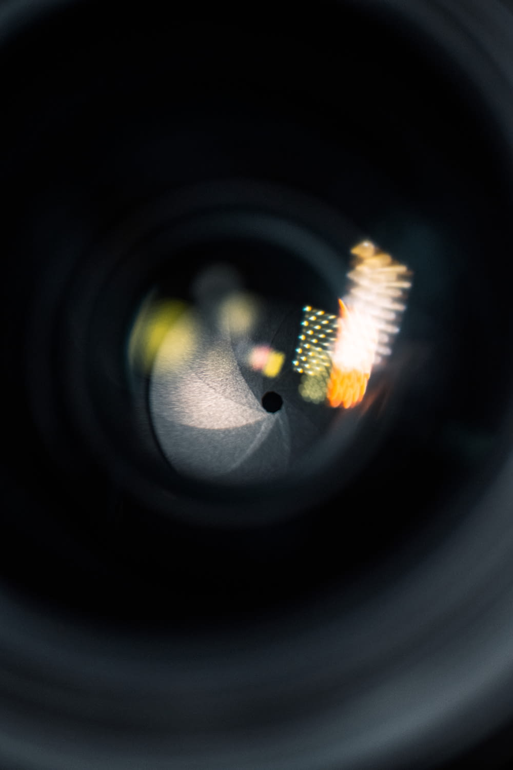 a close up view of a camera lens