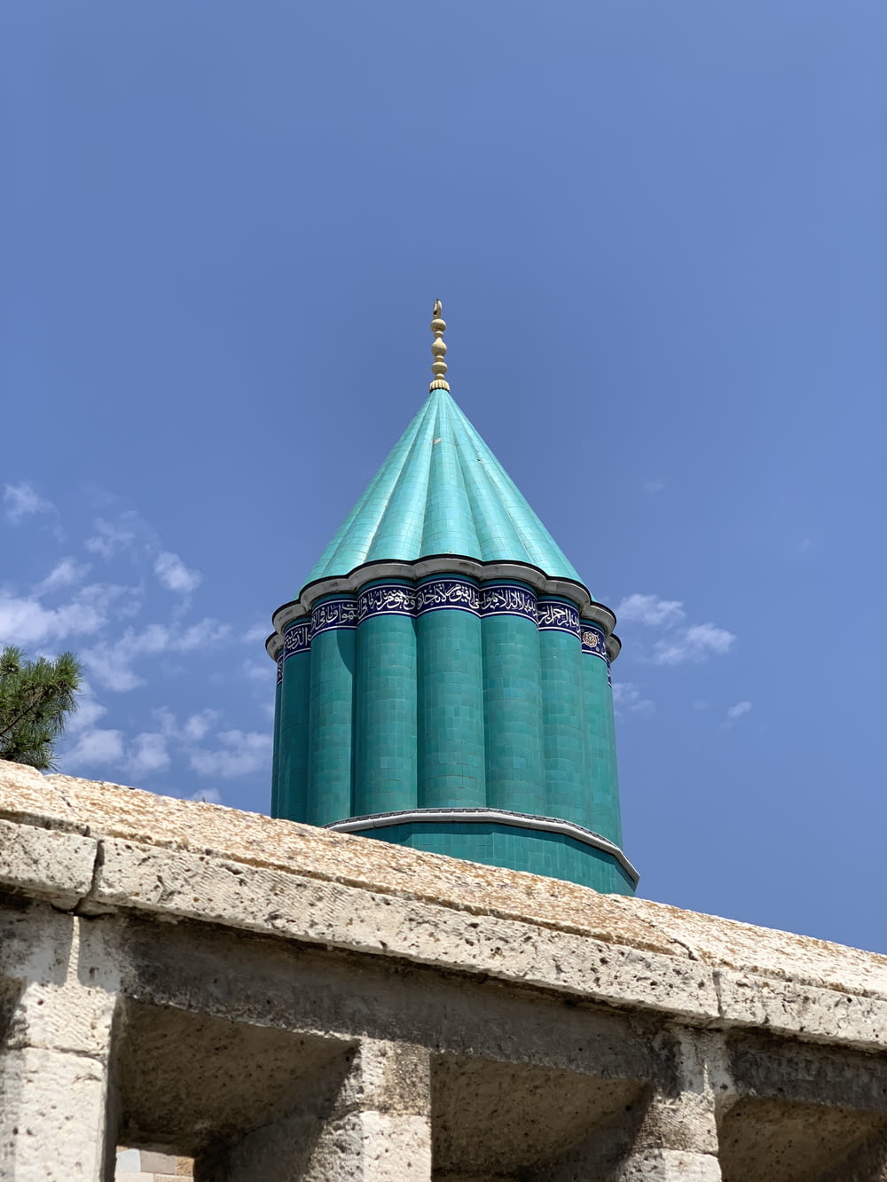 a blue dome on top of a building