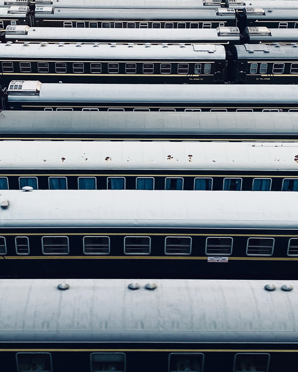 a group of trains sitting next to each other