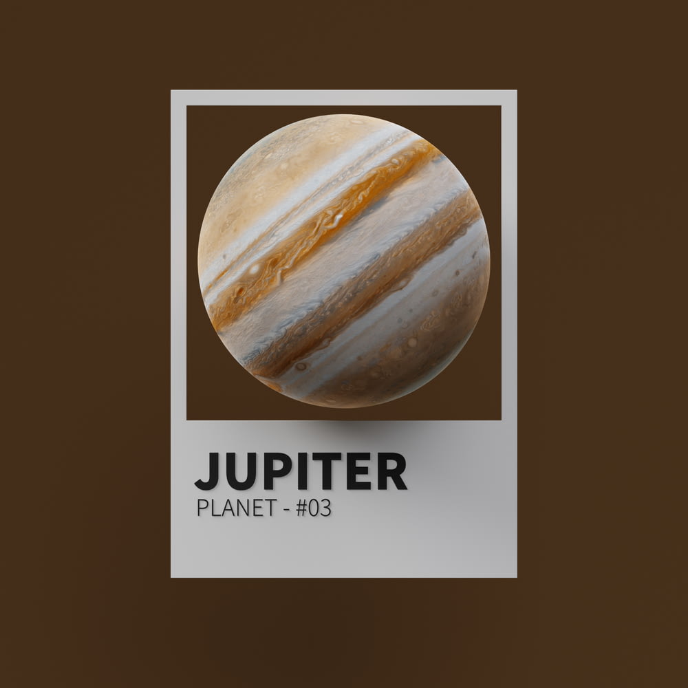 uma imagem de um planeta com o nome de Júpiter sobre ele