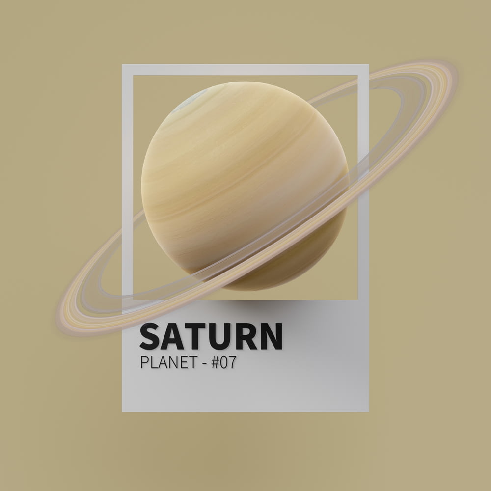 um planeta saturno com o nome saturn nele