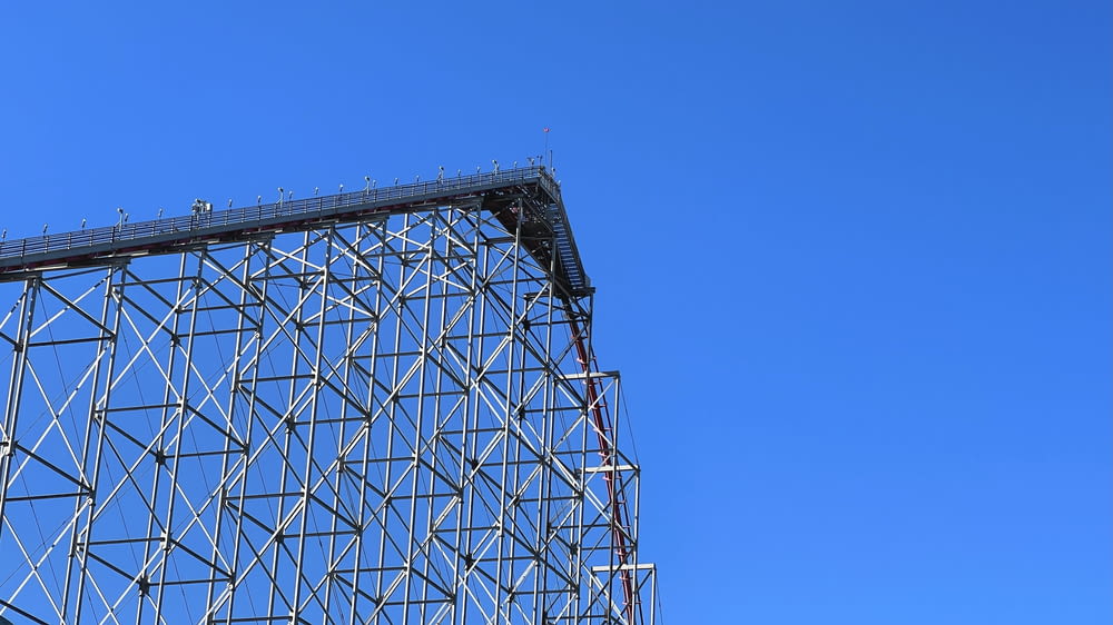 a very tall metal structure with a sky background