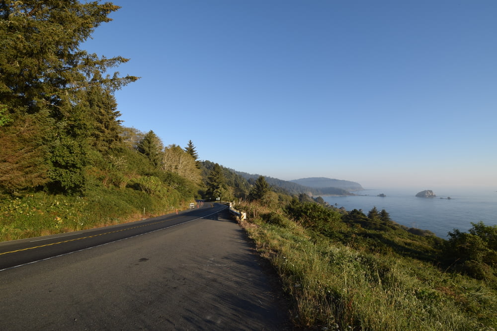 a scenic road with a view of the ocean