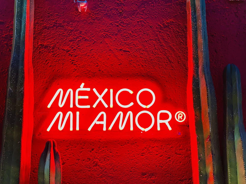 a neon sign that reads mexico mi amor