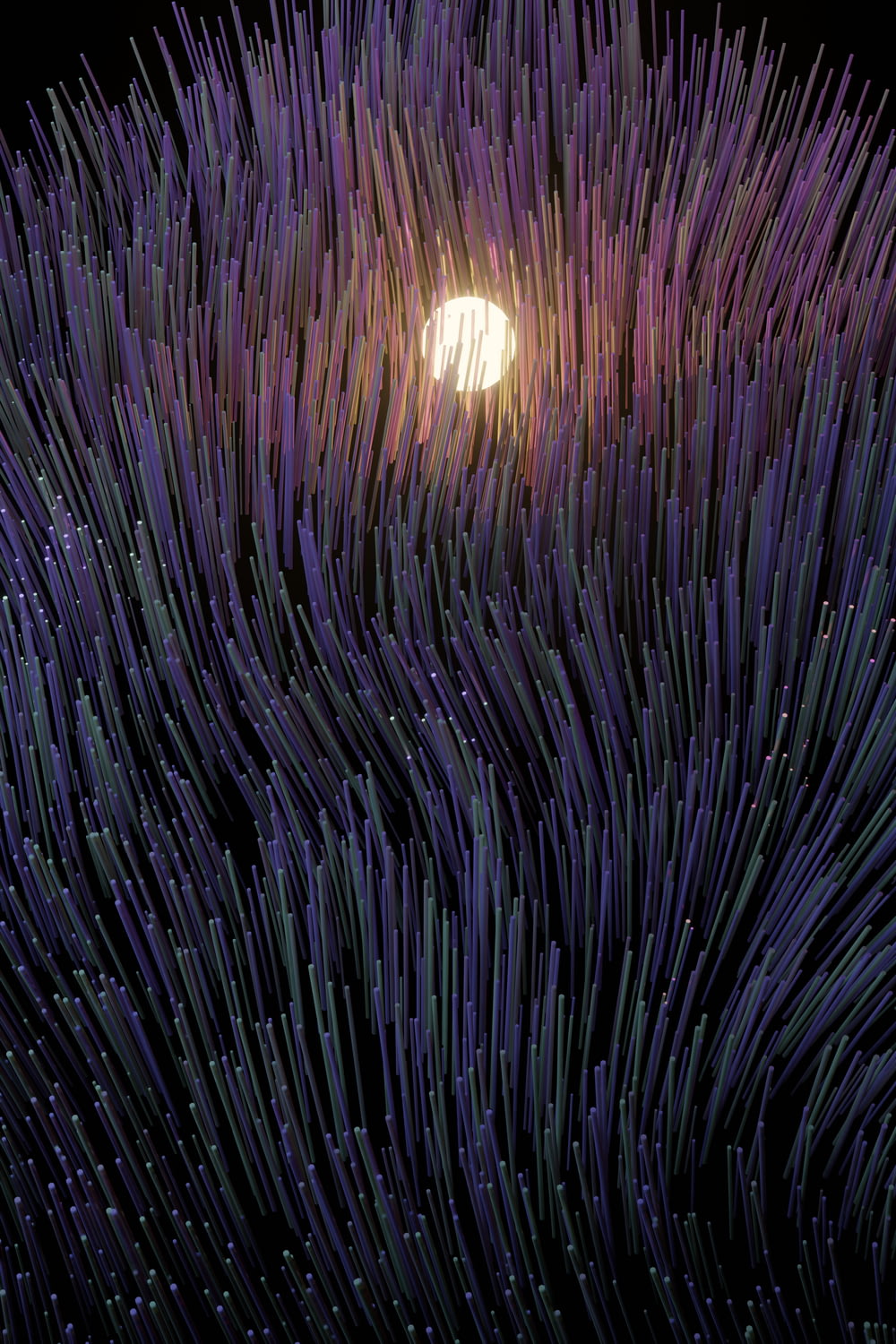 a close up of a plant with a moon in the background