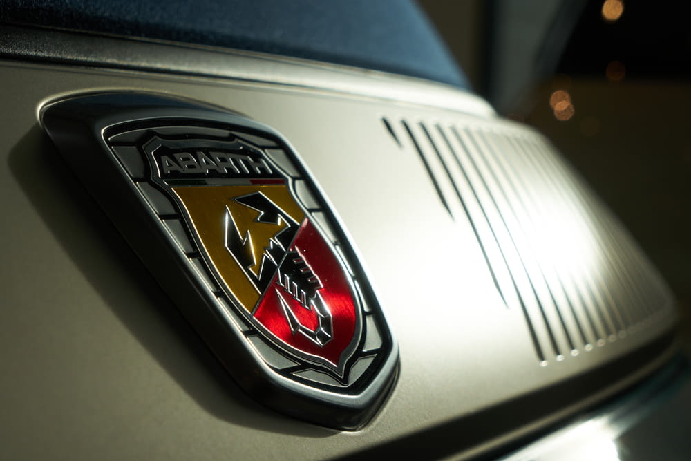 a close up of a badge on a car